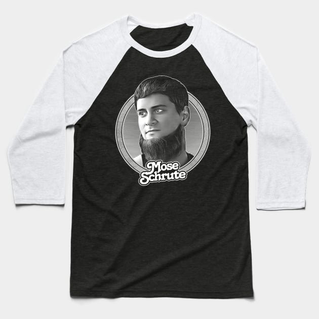 Mose Schrute \/\ Retro Style Fan Artwork Baseball T-Shirt by DankFutura